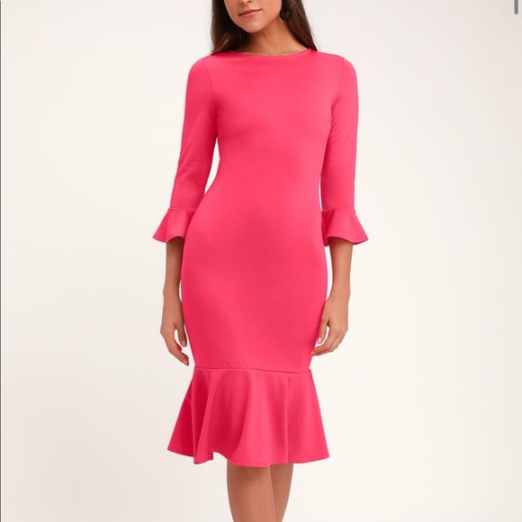 Lulus Dresses & Skirts - Lulus Pink Trumpet Hem Midi Dress Creme de la Creme Size S